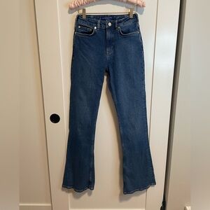 scotch & soda  amsterdam  the charm high waisted flare dark wash jeans